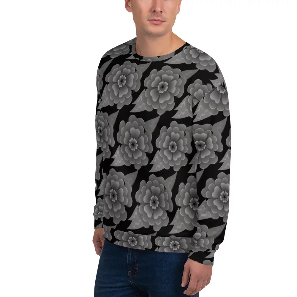 goth flower allover print sweatshirt