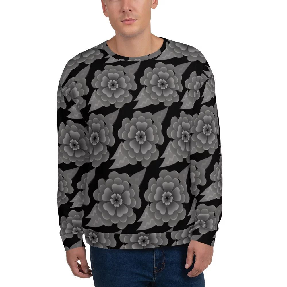 goth flower allover print sweatshirt