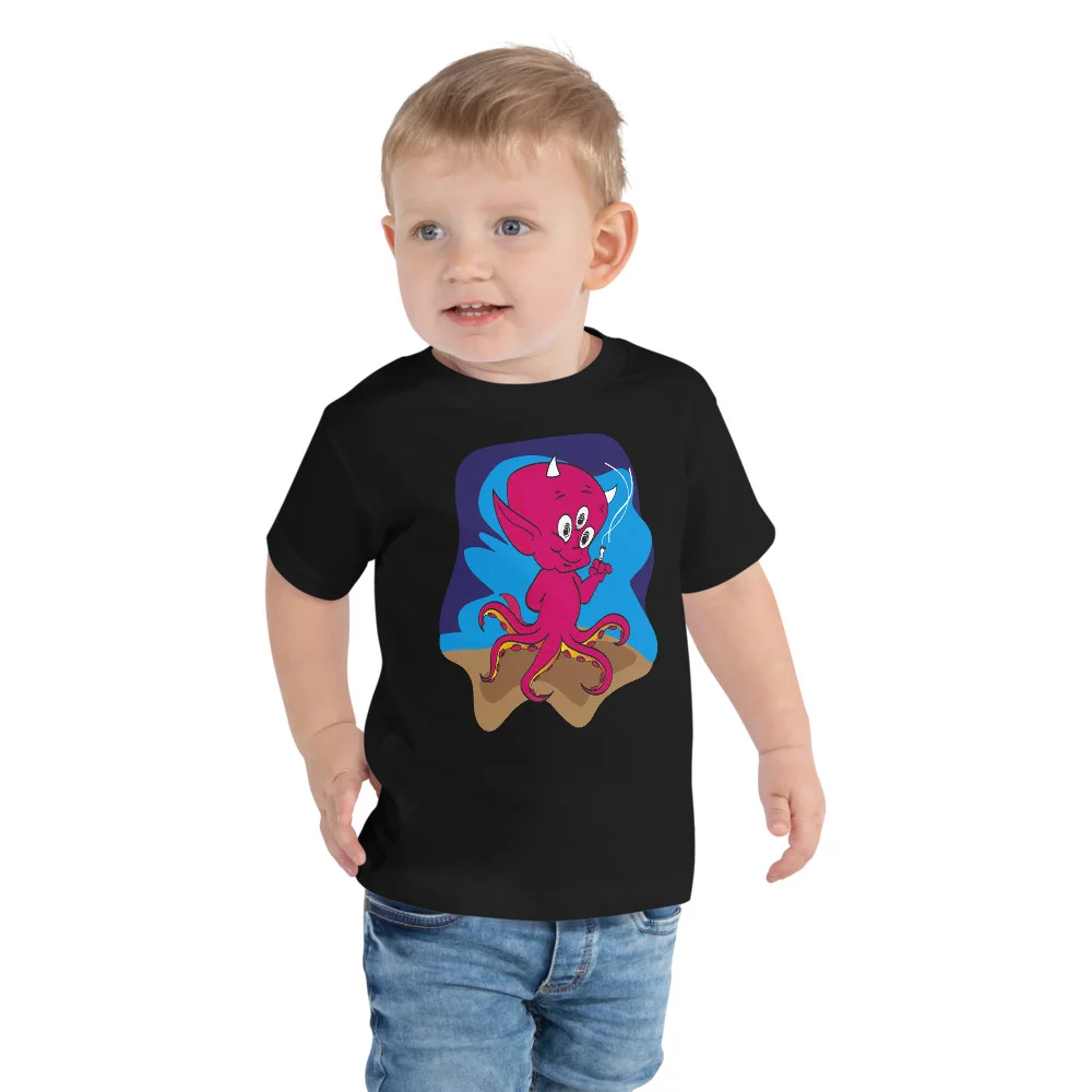 smoking 3 eyed octopus devil baby toddler t-shirt