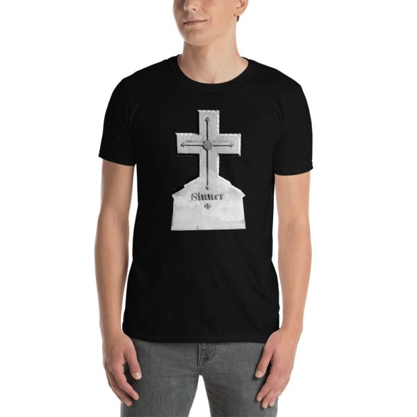 sinner cross headstone black t-shirt