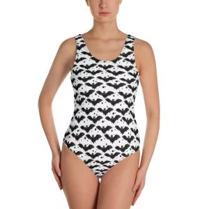 Black and white bat stars one piece swimsuit