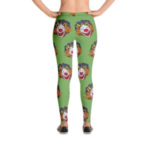 crazy clown face green leggings