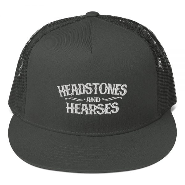 headstones and hearses logo mesh trucker hat