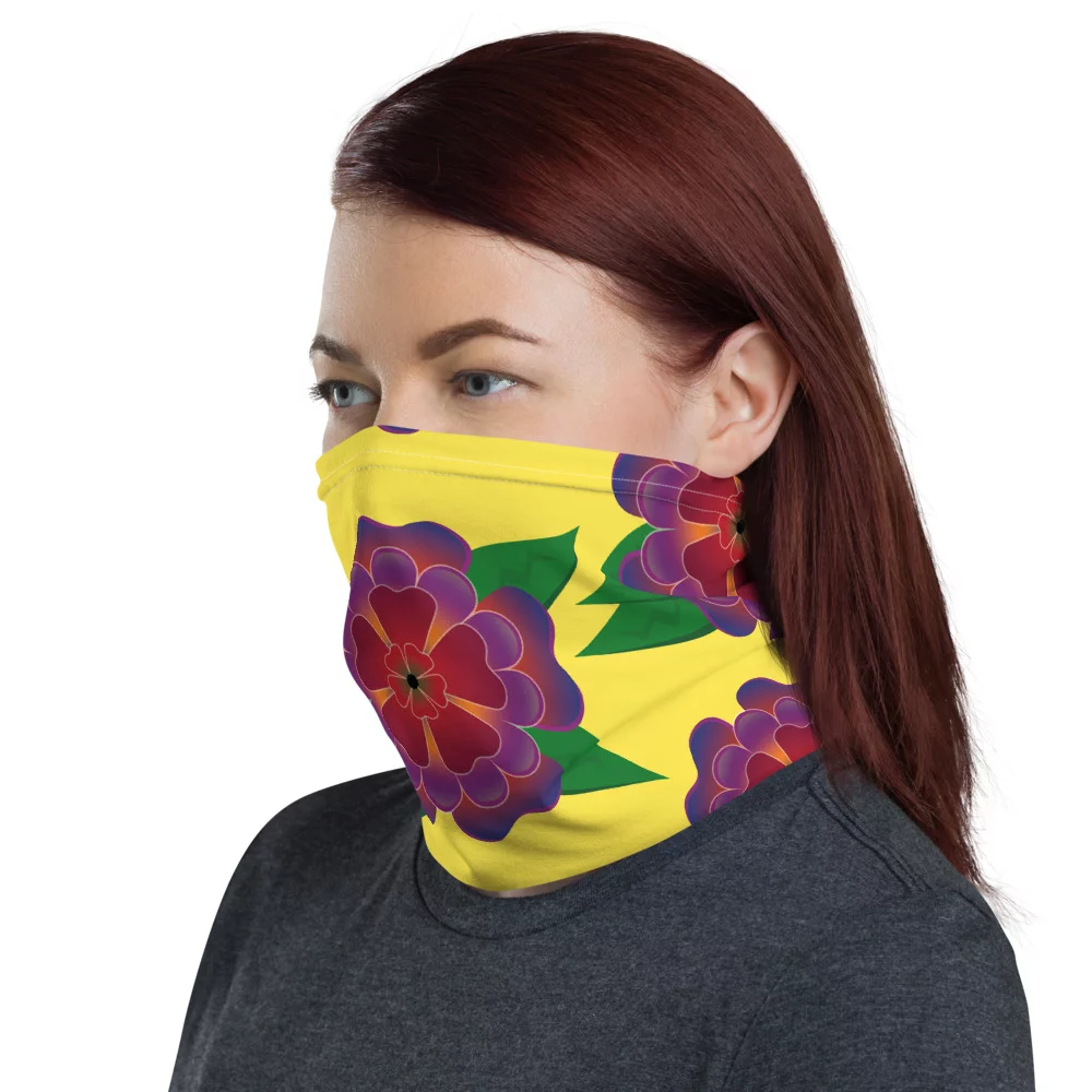 bright floral yellow neck gaiter