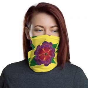bright floral yellow neck gaiter