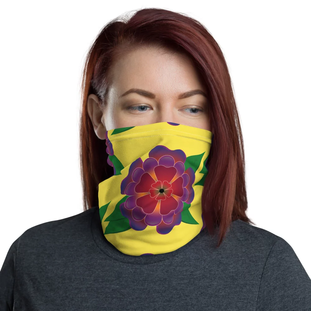 bright floral yellow neck gaiter