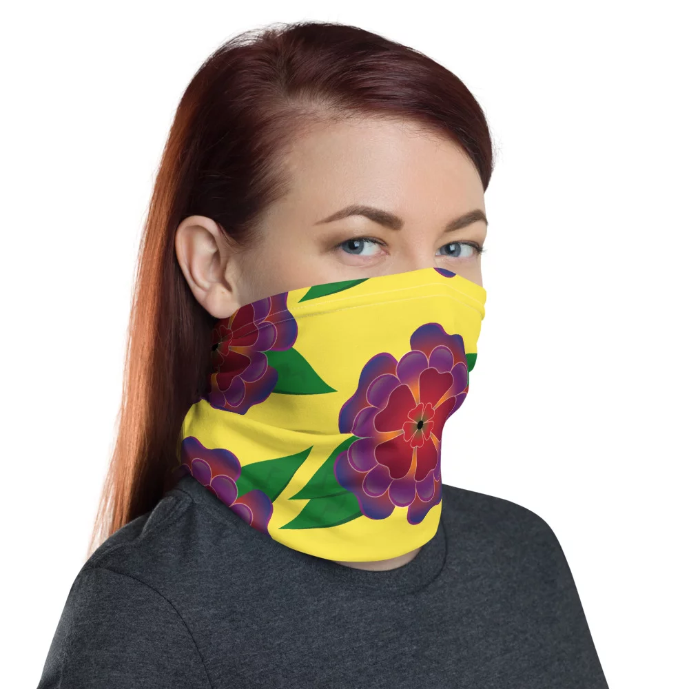 bright floral yellow neck gaiter