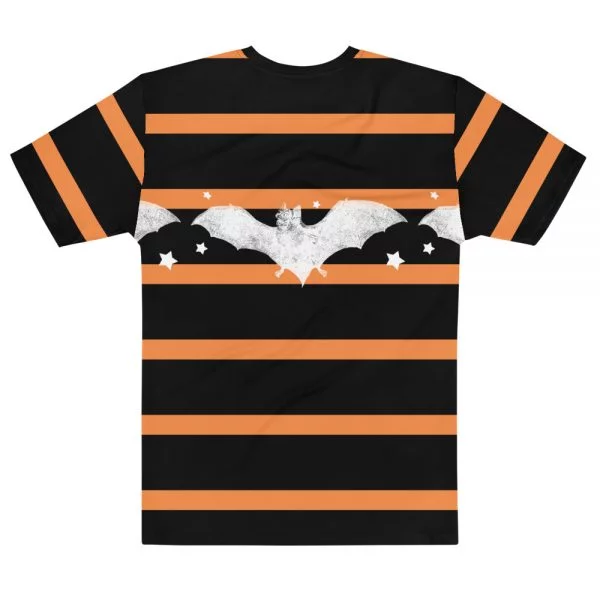 Black and orange striped white bat t-shirt