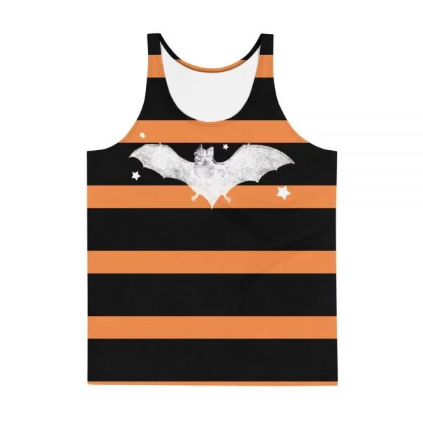 orange and black striped white bat tank top