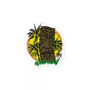 Tiki Sunset and palm trees sticker