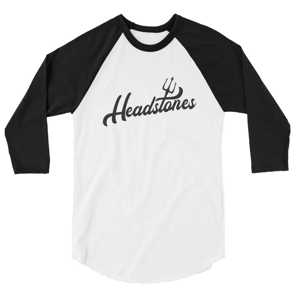 Headstones baseball shirt, white with black sleeves