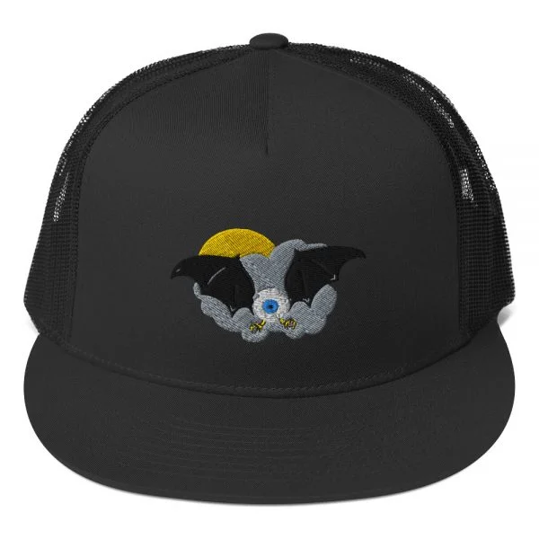 flying bat eyeball trucker hat