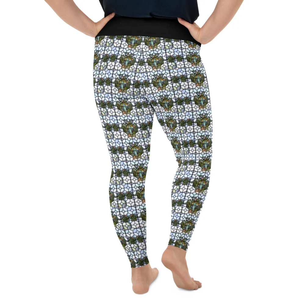 stained glass style plus size leggings with black waist