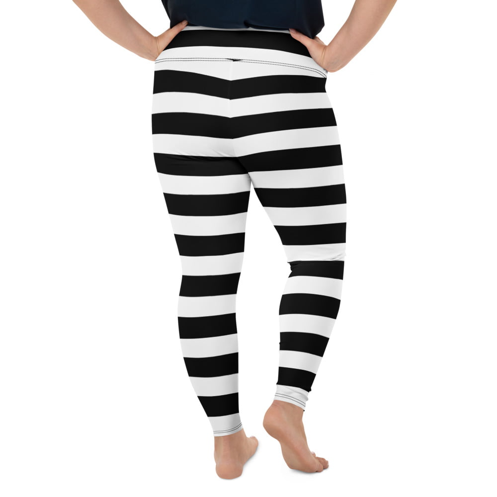 Black & White Striped Plus Size Leggings – Headstones and Hearses