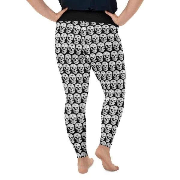 skull plus size leggings with black waist