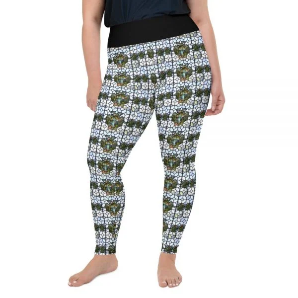 stained glass style plus size leggings with black waist