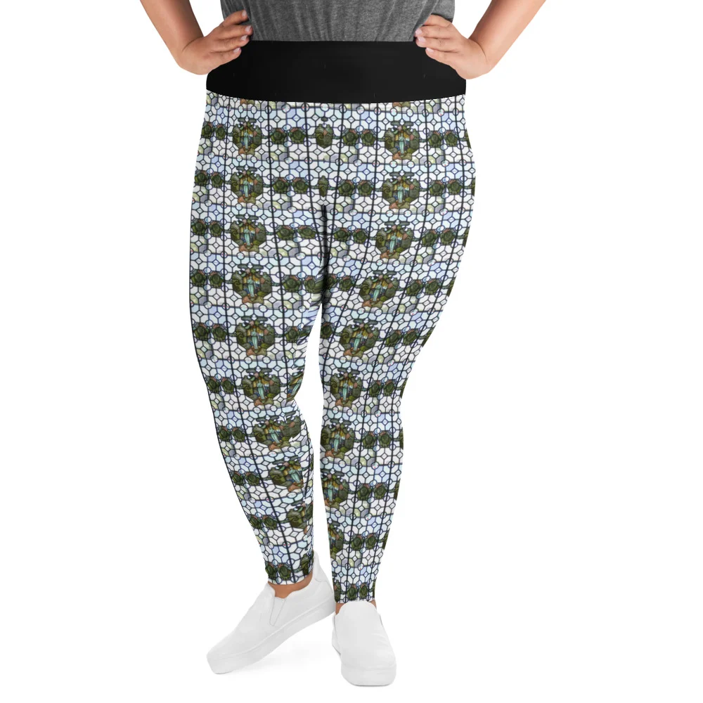 stained glass style plus size leggings with black waist