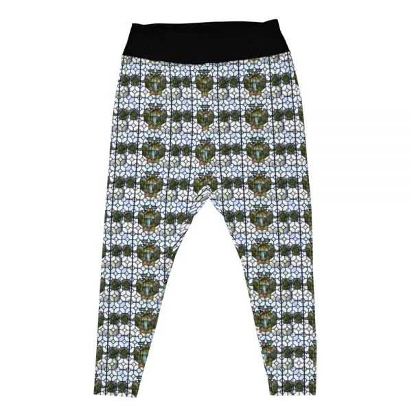 stained glass style plus size leggings with black waist