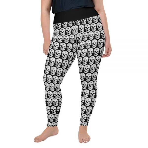 skull plus size leggings with black waist
