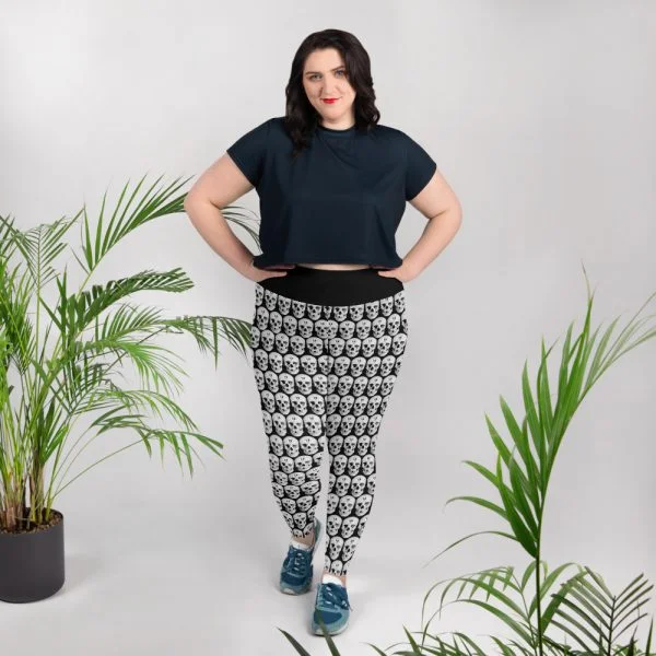 skull plus size leggings with black waist