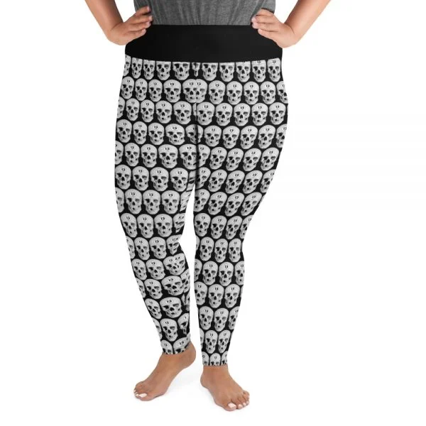 skull plus size leggings with black waist