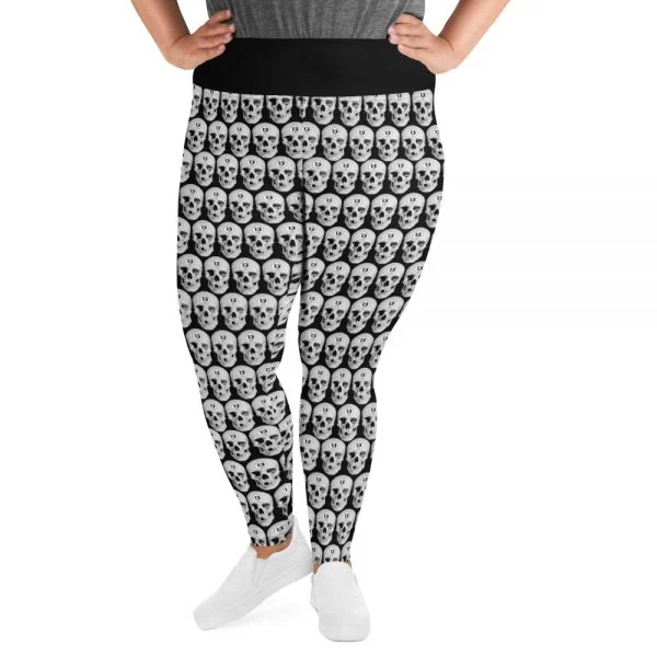 skull plus size leggings with black waist