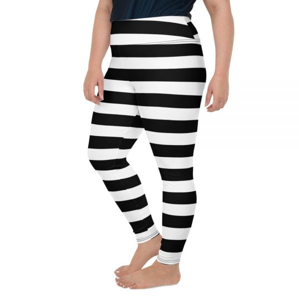black and white stripe plus size leggings