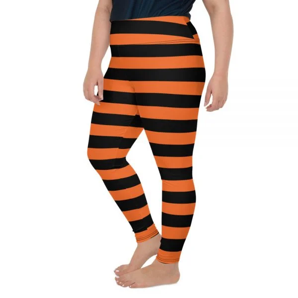 Black and Orange stripe plus size leggings