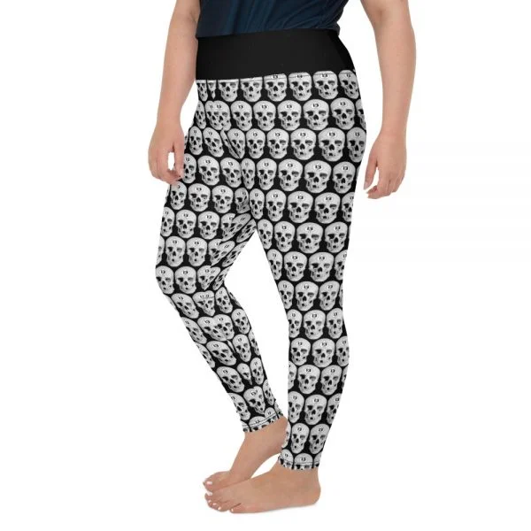 skull plus size leggings with black waist