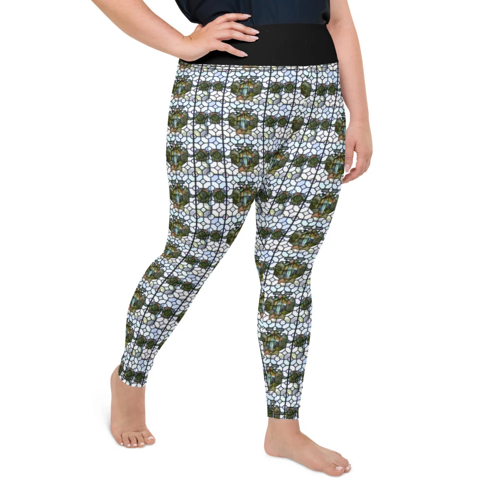 stained glass style plus size leggings with black waist