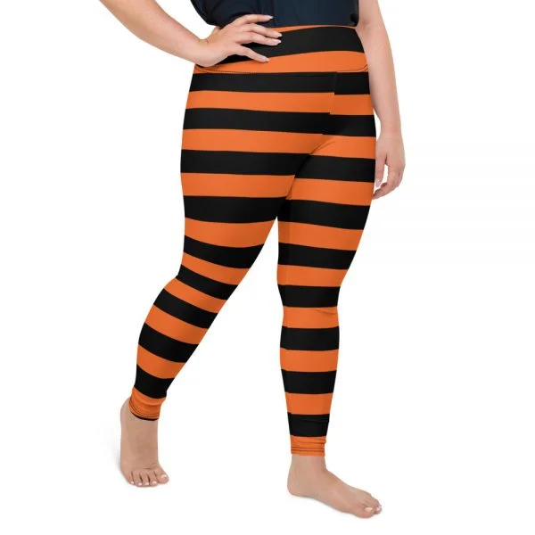 Black and Orange stripe plus size leggings