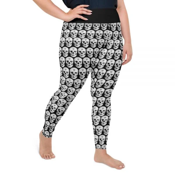 skull plus size leggings with black waist