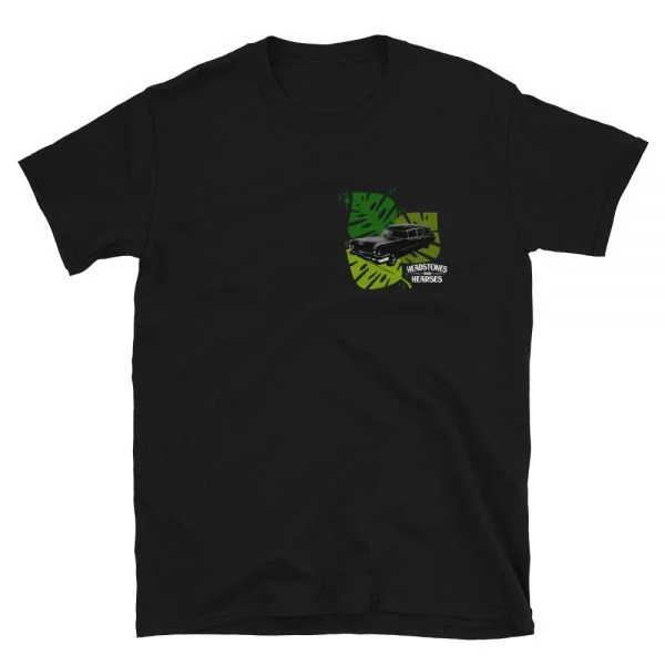 front design Halloween style Tropical Hearse t-shirt