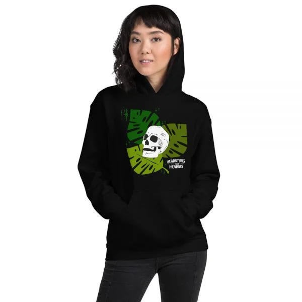 Monstrosa Skull hooded sweatshirt on female model