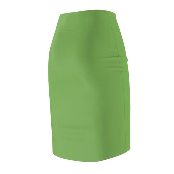 Green pencil skirt with black bat graphic, backside