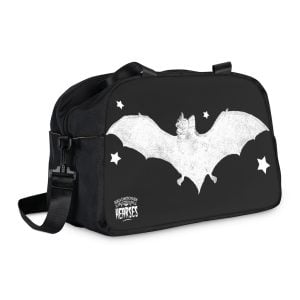 big white bat on the front of the Headstones and Hearses gym bag