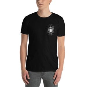 male model in the Hearse Lantern black t-shirt