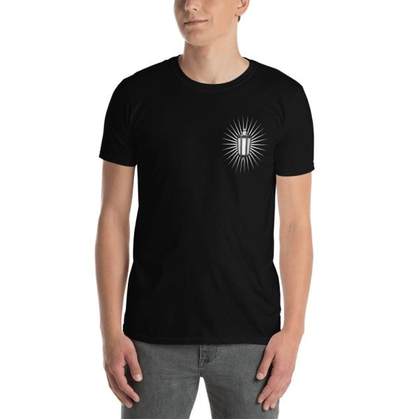 male model in the Hearse Lantern black t-shirt