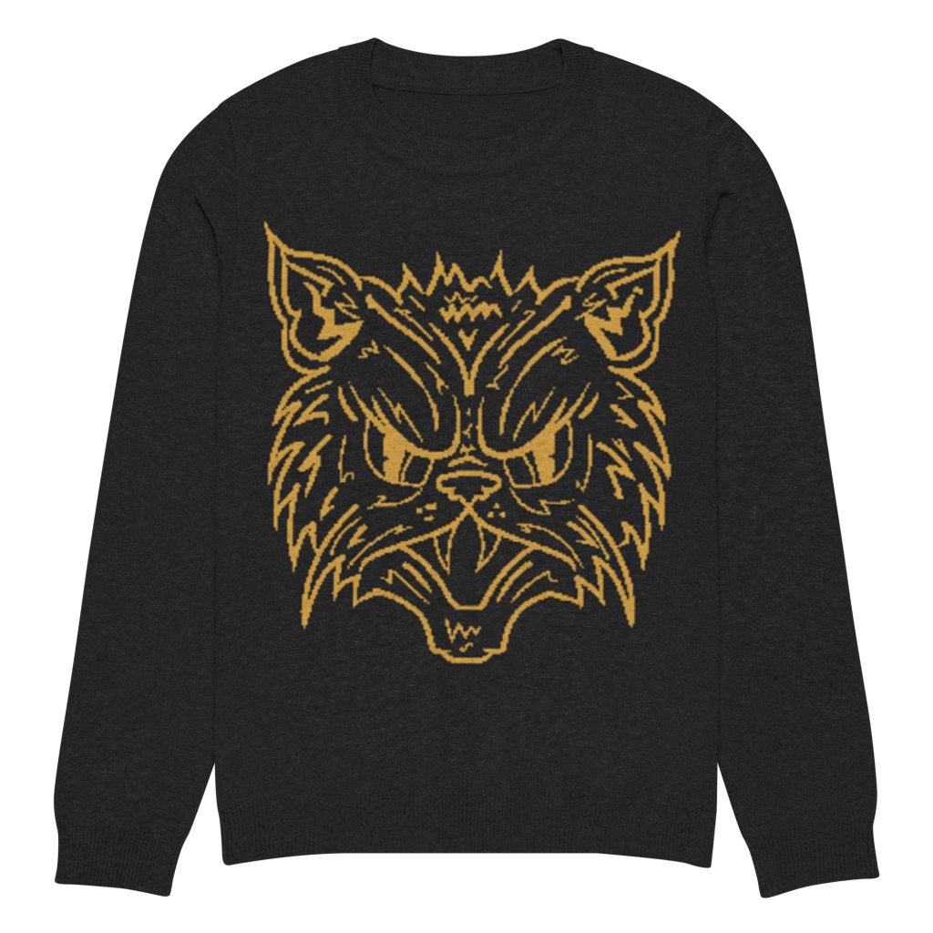 Black Cat Knitted crew neck sweater